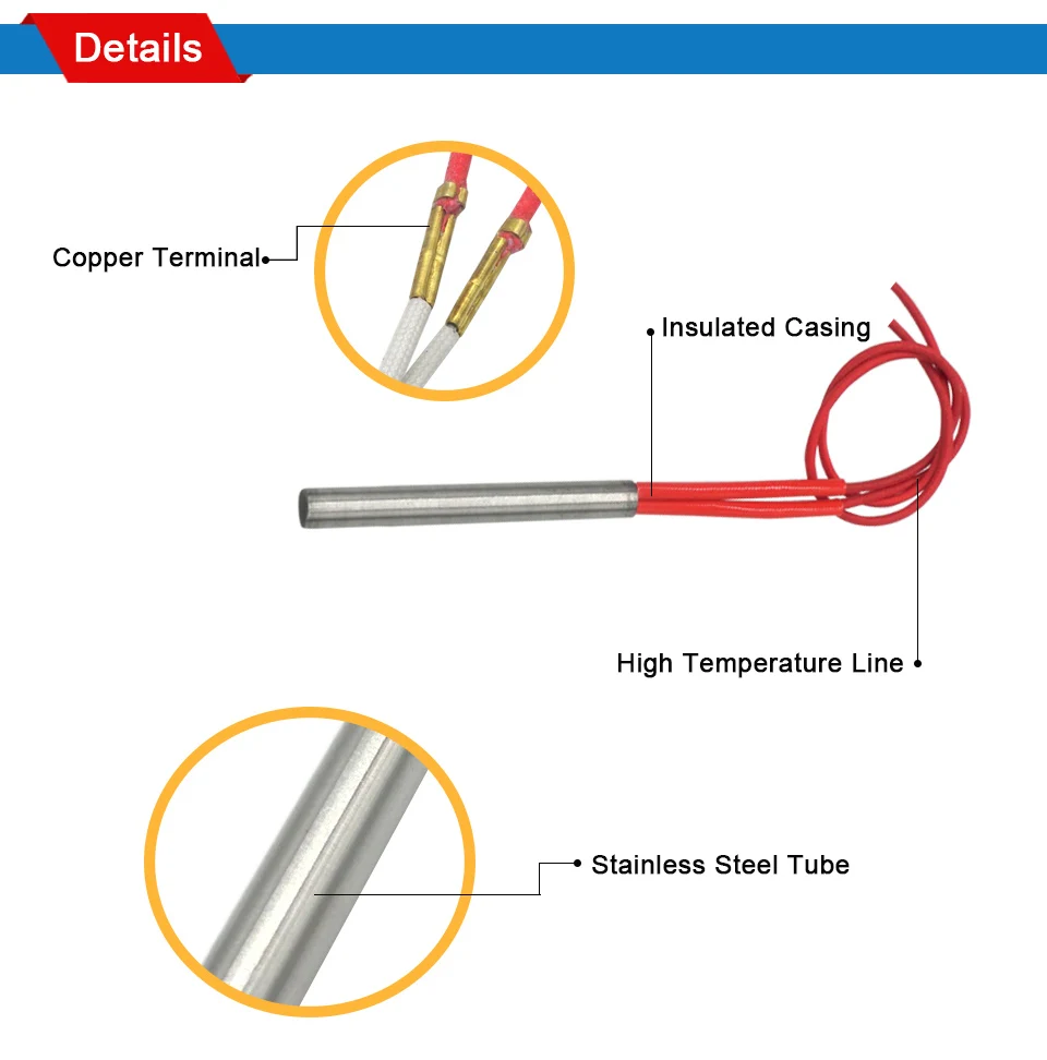 LJXH один конец проводной подогреватель картриджа Нагревательный элемент 9x300 мм/0,354 "х 11,81" AC110V/220 V/380 V Мощность 680 W/900 W/1100 W