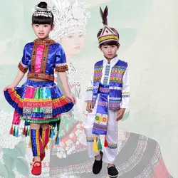 Меньшинств Танцы костюмы для детей Национальный костюм национальный китайский стиль одежды фестиваль Танцы в китайском национальном