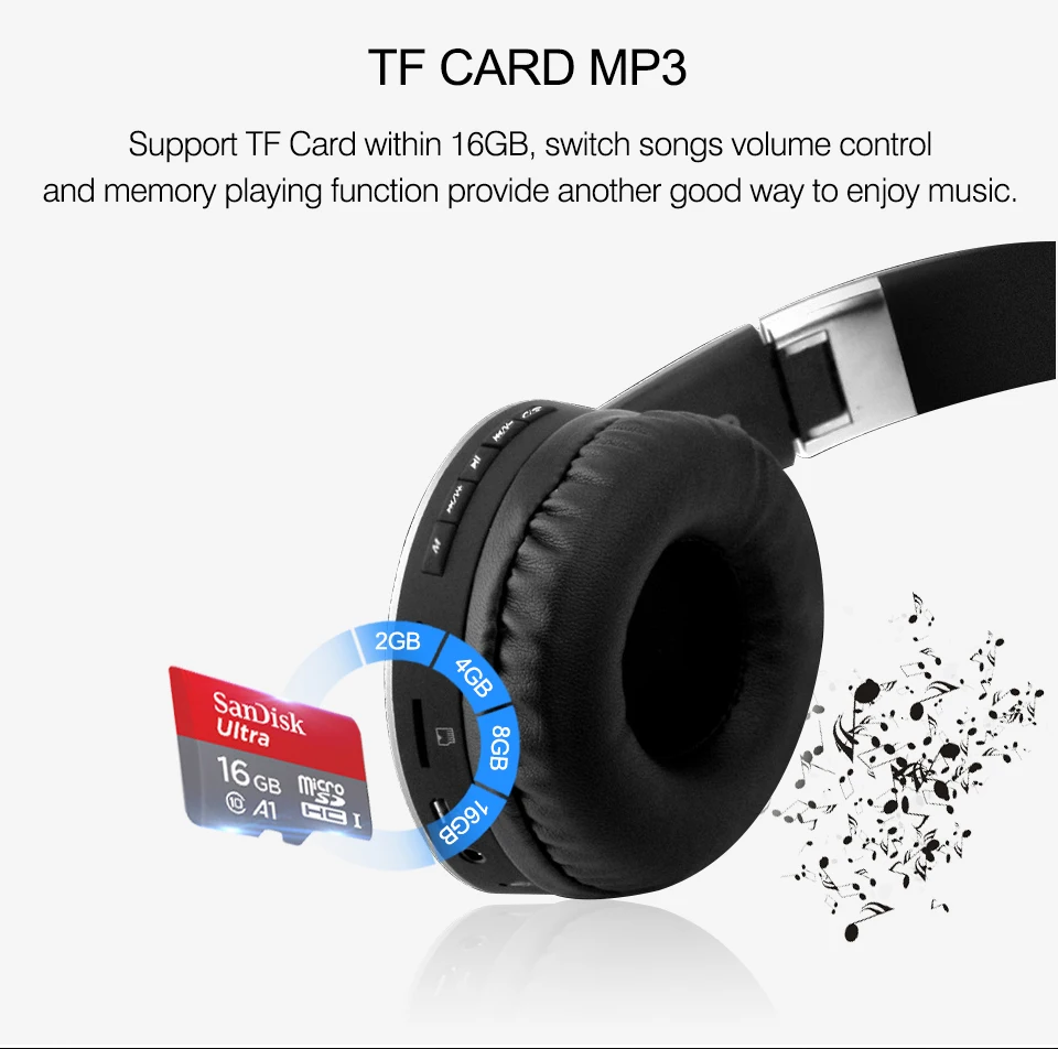 4 в 1 многофункциональные складные беспроводные Hi-Fi стерео наушники Bluetooth Музыкальная гарнитура MP3-плеер с микрофоном fm-радио для телефона ПК