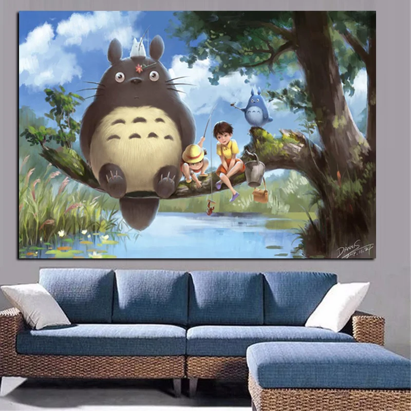 Print Anime Movie Art Hayao Miyazaki Totoro Neighbor on Canvas Poster Modern Cartoon Wall Picture for Living Room Cuadros Decor (3)