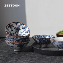 Promoción de estilo japonés azul y blanco Vintage taza de té de cerámica gruesa juego de té Kung Fu pu-erh taza de té tazón de té tazas maestras