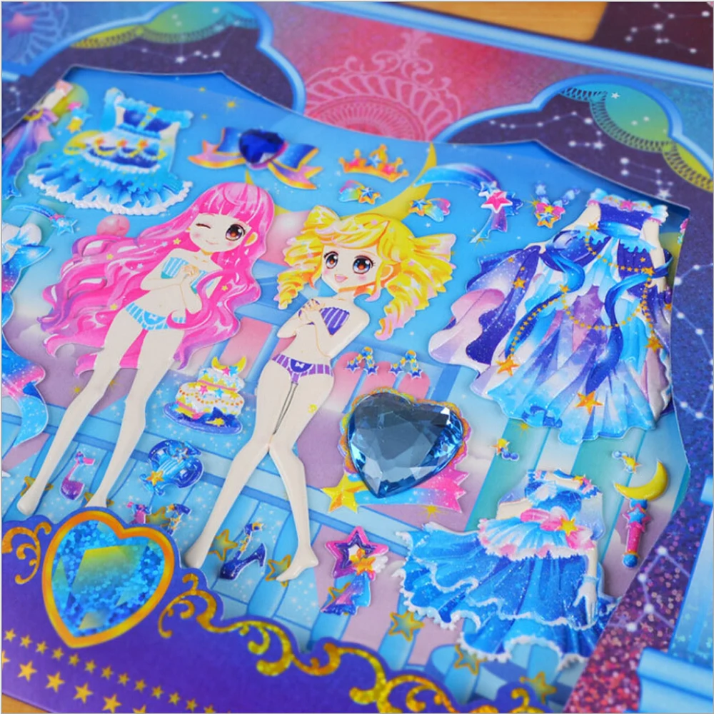 Beautiful Girl Princess Dressing Stickers Kawaii Sticker Toy Dress up Girl Changing Clothes Kids Creative Gift
