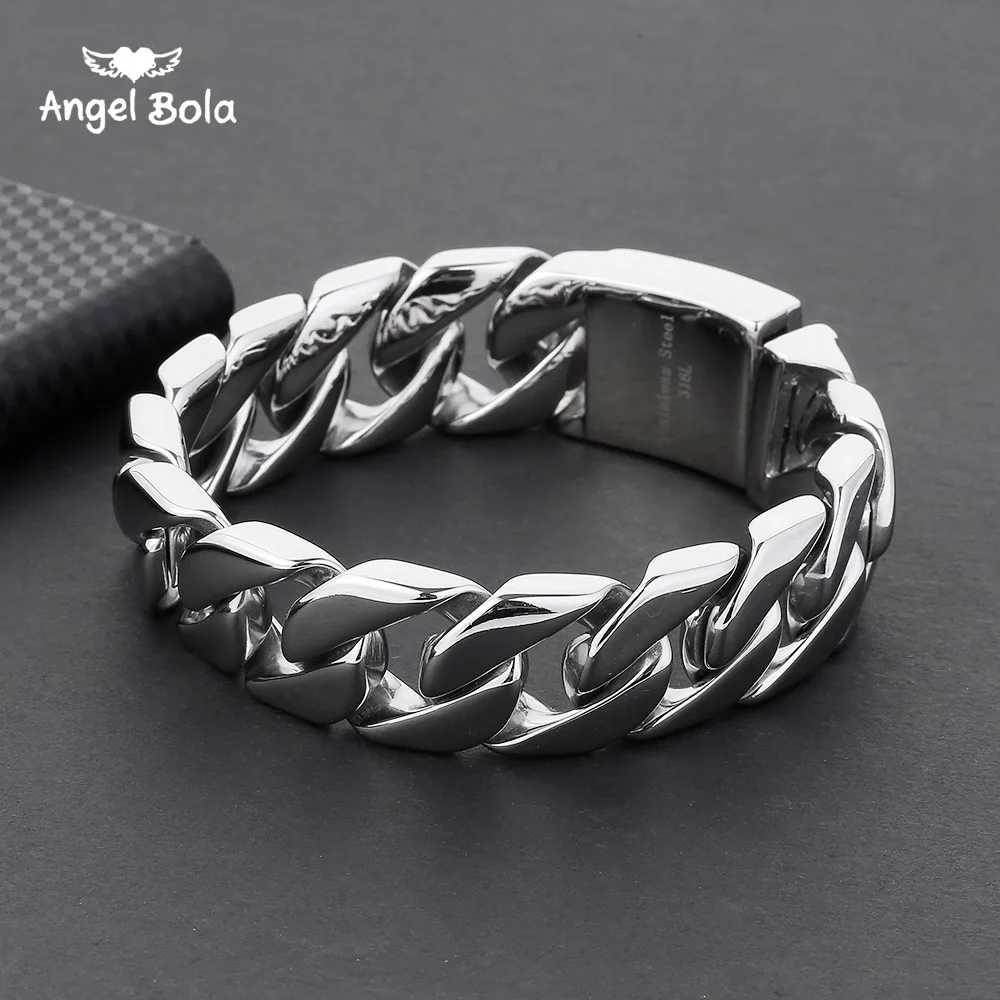 Fashion New Link Chain Stainless Steel Bracelet Men Heavy 20MM Wide