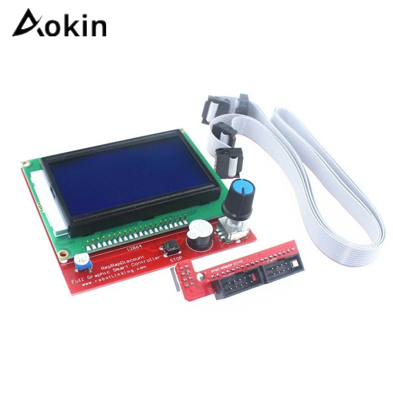 Aokin 3D принтер экран 12864 смарт-контроллер Ramps 1 4 контроллер ЖК-панель управления