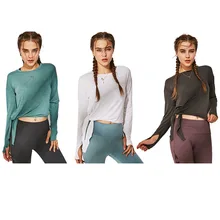 Женский спортивный костюм топ длинный рукав, дышащий спортивный костюм быстросохнущая Беговая Толстовка Спортивная одежда
