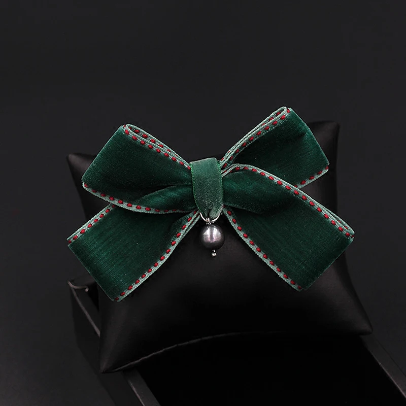 

Women Velvet Bow Tie butterfly pearl necktie brooch hair clips three usages Lady Head Ribbon Chic Girls Elegant Costume Jewelry