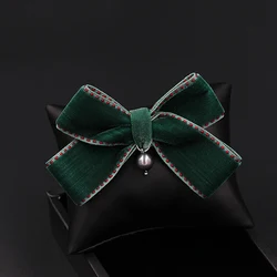 Women Velvet Bow Tie butterfly pearl necktie brooch hair clips three usages Lady Head Ribbon Chic Girls Elegant Costume Jewelry Women Velvet Bow Tie butterfly pearl necktie brooch hair clips three usages Lady Head Ribbon Chic Girls Elegant Costume Jewelry