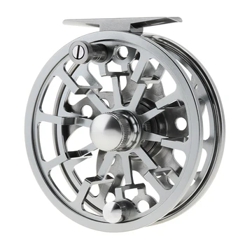 

Silver Ultralight 7/8 WT Fly Fishing Reel Aluminum Alloy CNC Machine Cut 145g Large Arbor Casting Former Ice Reel