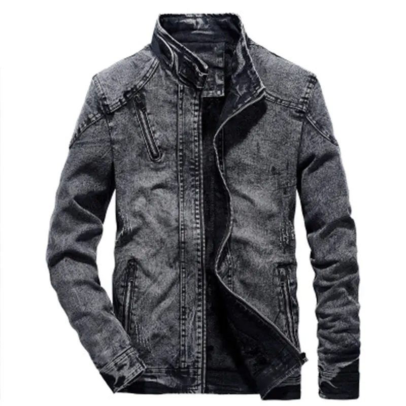 Solid Casual Slim Mens Denim Jacket Plus Size 4XL Bomber Jacket Men High Quality Cowboy Men's Jean Jacket Chaqueta Hombre 2019
