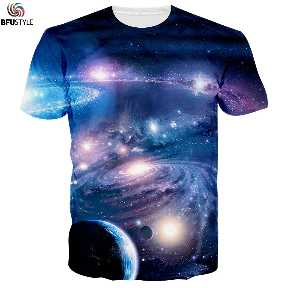 Buy 2018 Summer T Shirt Men/Women 3D Space Galaxy Graphic T shirts