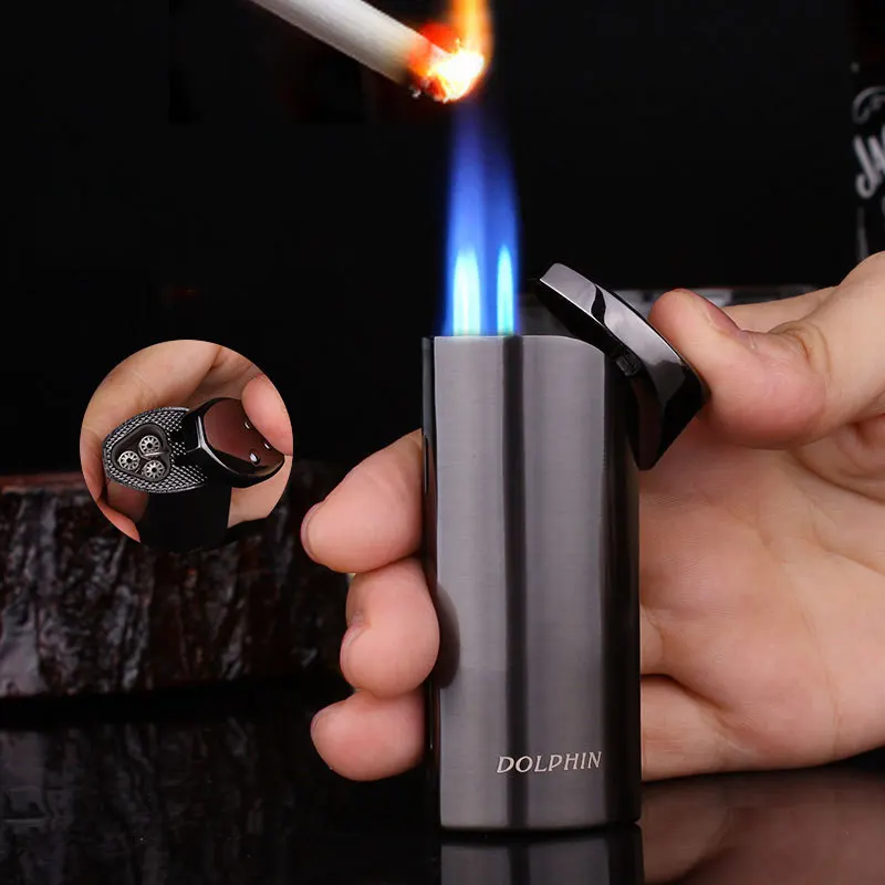 

Jet Butane Pipe Lighter Torch Turbo 3 Nozzles Fire Cigarette 1300 C Windproof Cigar Lighter Portable Spray Gun Outdoor NO Gas
