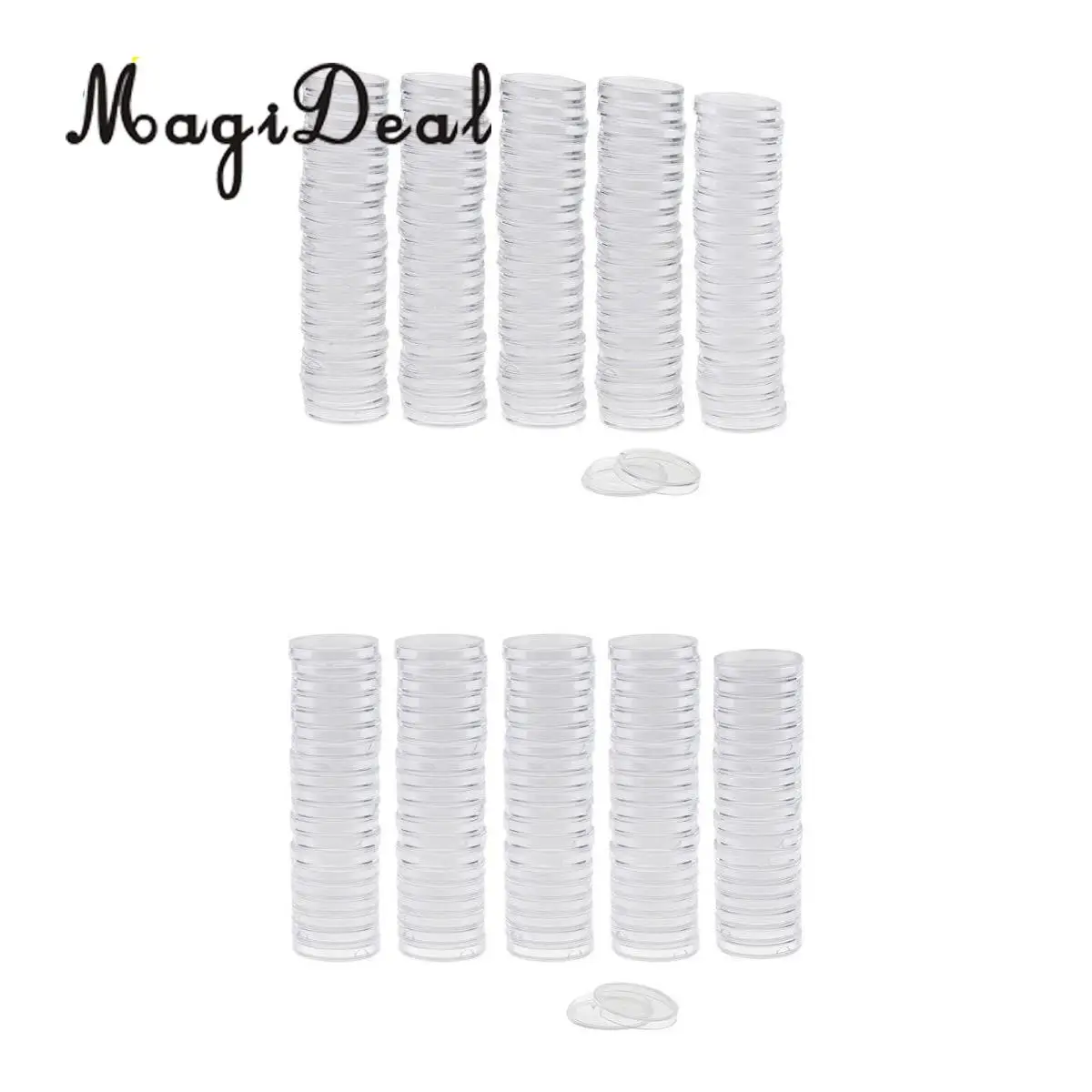 200pcs Clear Plastic Coin Capsule Holders Display Case Box Collection 22/28mm