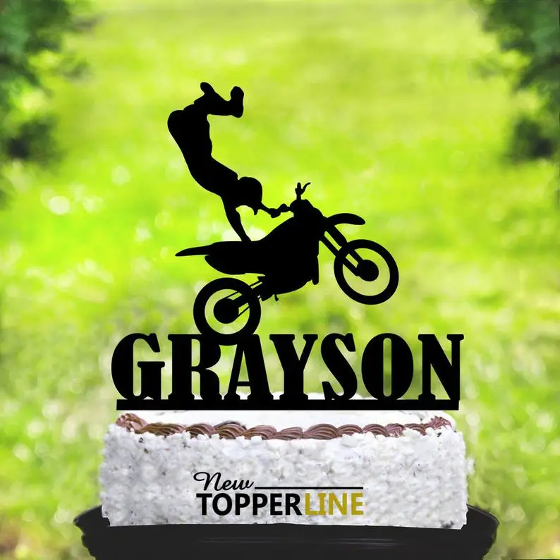 

First Name Cake Topper,birthday Biker Cake Topper,Personalised Topper Motocross Cake Topper,Motorcycle Cake Topper,Biker Cake To