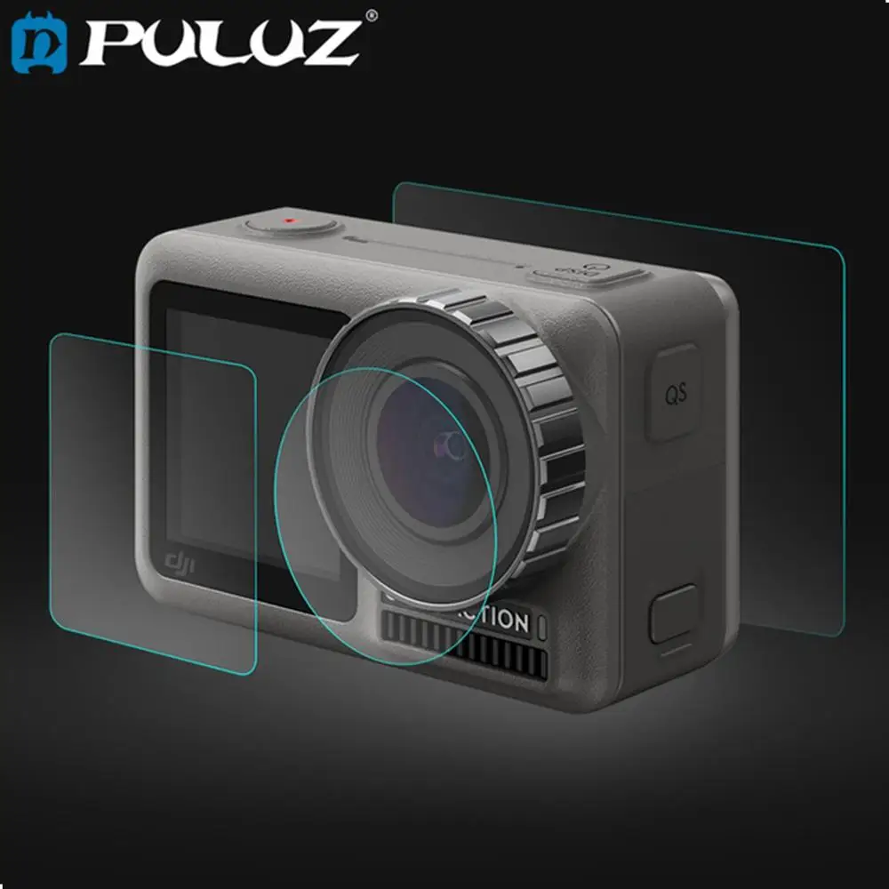 

PULUZ Lens +Front and Back LCD Display Tempered Glass Film for DJI Osmo Action Protective Film Screen Action Sport Camera Access