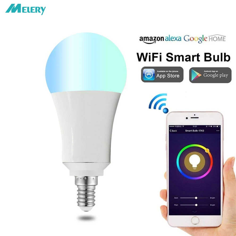 

Smart WiFi Bulb Controls Colour Dimmable E14 7w RGBW LED Light Remote Control Timer Homekit Compatible with Alexa/Google Home