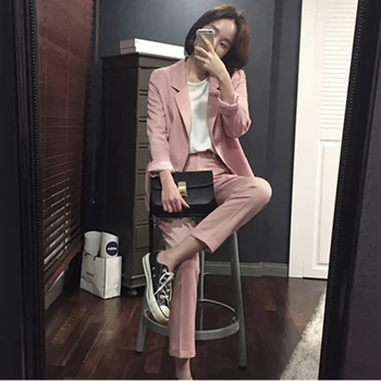 

New hot women's solid color single button casual suit women's suit two-piece suit (jacket + pants) women's business formal suit