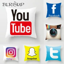 BLRISUP Social медиа Наволочка Чехол Facebook/Twitter/YouTube/Snapchat/Inst логотип Чехол для подушки из полиэстера наволочка для домашнего декора