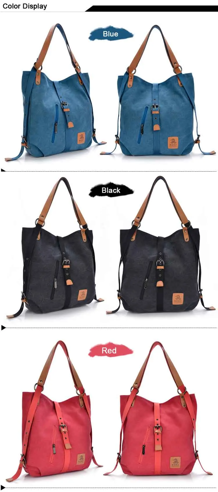 Women's Washed Canvas Handbag Large Capacity Shoulder Bags Female Casual Crossbody Tote Lady Vintage Camel Black Messenger Pack (7)