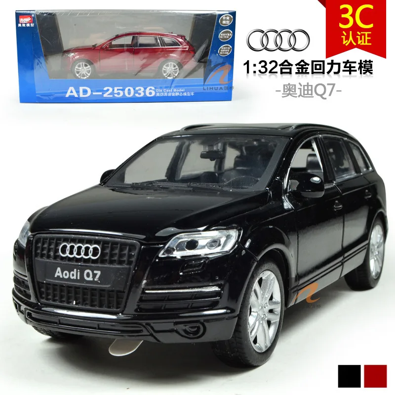 1/32 AUDI Q7 SUV Police Diecast Metal Car Model With Pull Back Flashing Car Toys 