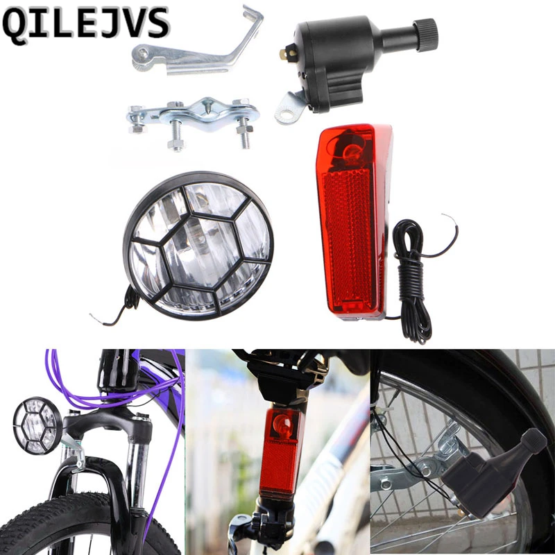 QILEJVS Cool Motorized Bike Bicycle Friction Generator Dynamo Head Tail