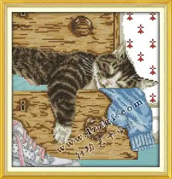 

Needlework DMC color cat Cross stitch,kit For Embroidery set,baby kitty cat animal pattern Count Cross-Stitch Home Wall Decor