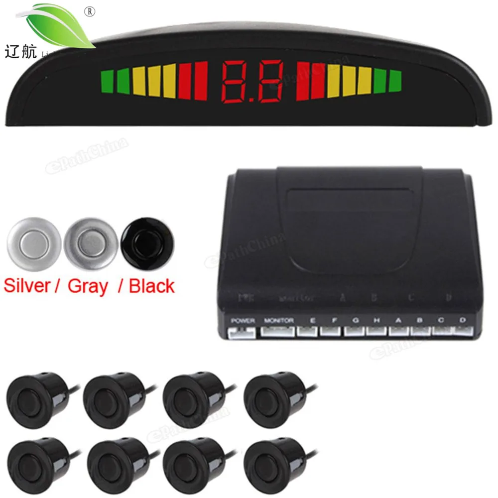 Light Heart Car Led Parking Sensor 3 Colors Parktronic Display 8 Sensors Reverse Backup
