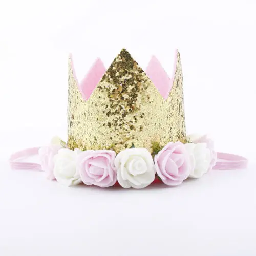 Newborn Baby Boy Girl 1st Birthday Party Princess Crown Flower Tiara Headband 