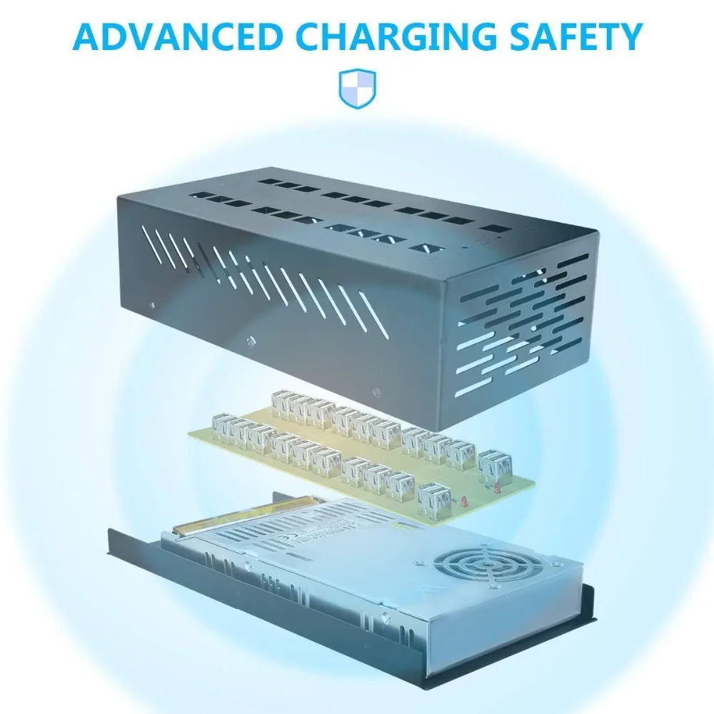 Высокая мощность, 22 порта, USB зарядное устройство, 40 портов, мульти зарядное устройство, 80 портов, usb-хаб, быстрая зарядка 100 портов, зарядная станция для телефона, планшета, ПК