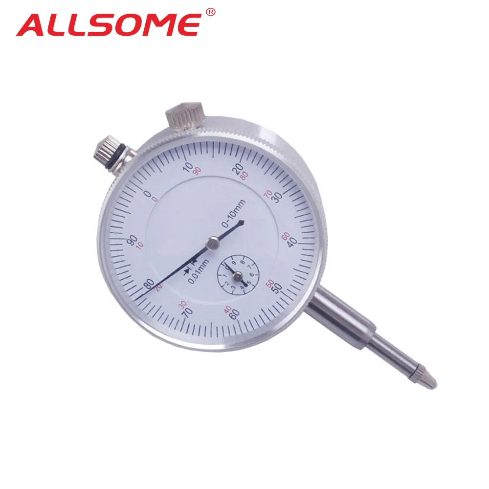 ALLSOME 10/0.01mm Micrometer Measurement Instrument Round Dial Indicator Gauge Vertical Contact