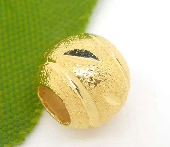 

Copper Spacer Beads Ball Gold Color About 8mm( 3/8") Dia, Hole:Approx 3.8mm, 7 PCs new