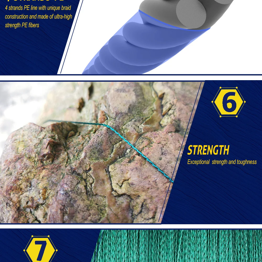Linha de Pesca Fios de Linha de Pesca Redmeet 500 m Super pe Linha Amarela e cinza e verde e azul e multicolor Trançada Multifilamento 4 Fios de 12 Redmeet 500 m super pe linha amarelo