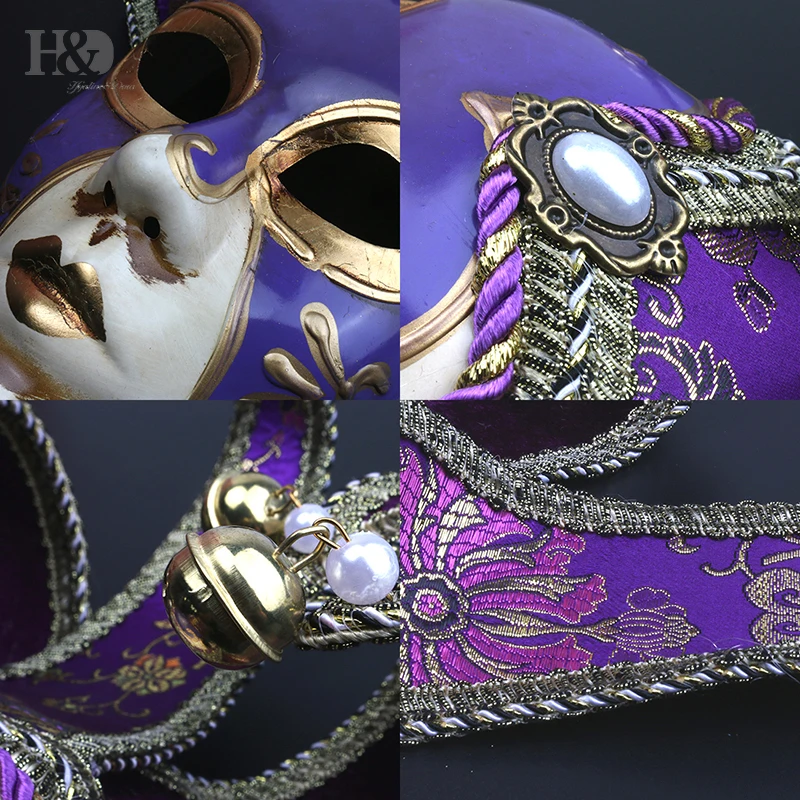 Винтажная Венецианская Маскарадная маска H & D Jolly Joker Полнолицевая для Хэллоуина