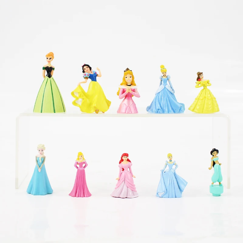 

10pcs/lot Princess Snow white Bella Ariel Jasmine Cinderella Rapunzel PVC Action Figure Doll toys for kids birthday gifts