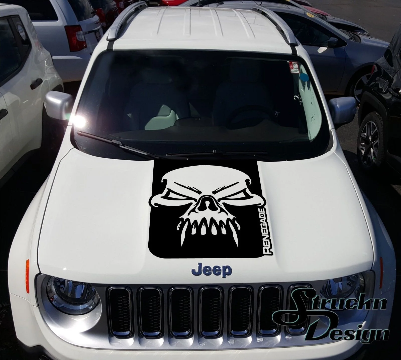 Для Renegade капюшон череп гранж графическая виниловая наклейка боковой