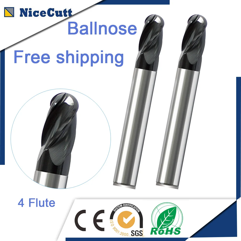 Free Shipping Solid Carbide End Mill Ball Nose End Mill 45 degree