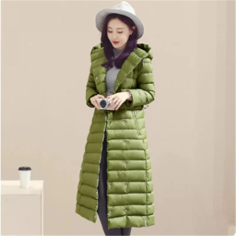 Yaxez 2018 di Inverno Coreano Slim Plus Size X-lunga Con Cappuccio Doppio Petto Imbottiture Cappotto Del Cotone Harajuku Leggero Caldo Giacca Trapuntata