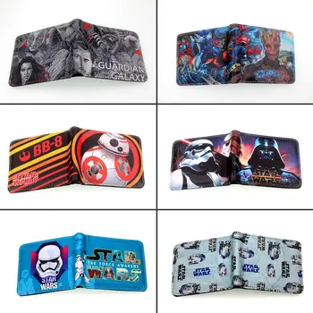 

Darth Vader BB8 Groot Pu Short wallet Bifold Photo Card Holder Layers Boys Coin zip Pocket cosplay Colours Purse