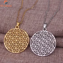 Два цвета ожерелье "цветок жизни" для женщин Новая мода серебро золото геометрический Длинное Колье чокер бохо