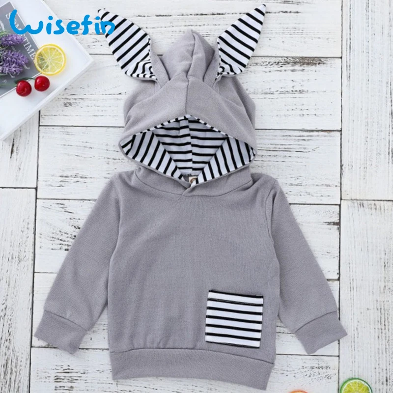 

Baby Girl Sweatshirt Kids Hoodies Boys Winter Clothes Rabbit Ear Hoodie Cotton Striped Sweatshirts Baby Hoodie Outwear D20