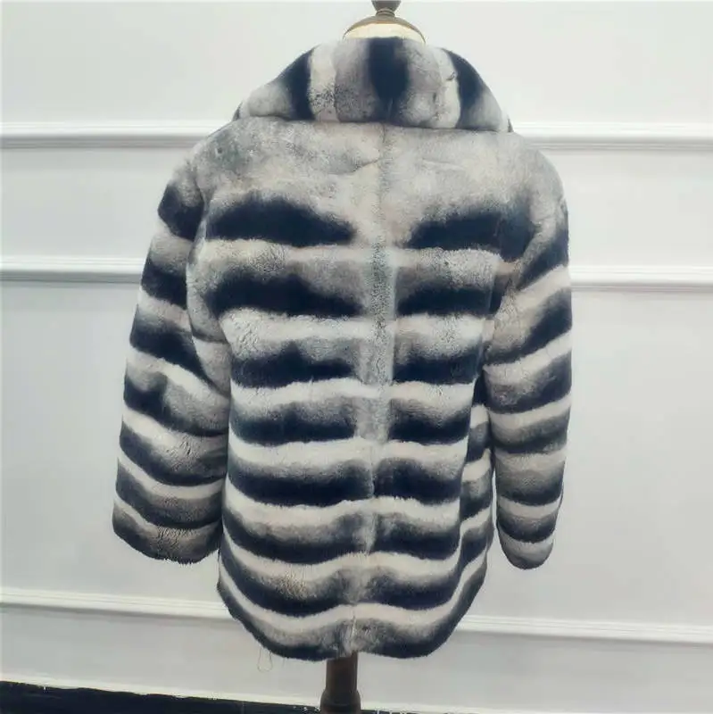 Полный Пелт настоящая Шиншилла Шуба из кролика Рекс натуральная Меховая куртка зимняя женская верхняя одежда пальто
