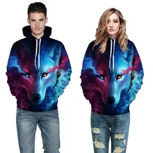 2017 Stars 3D Printed hooded baseball suit head sweater Unisex Couples Lovers 3D Sky Wolf Print Loose Hoodies Blouse Tops Shirt#