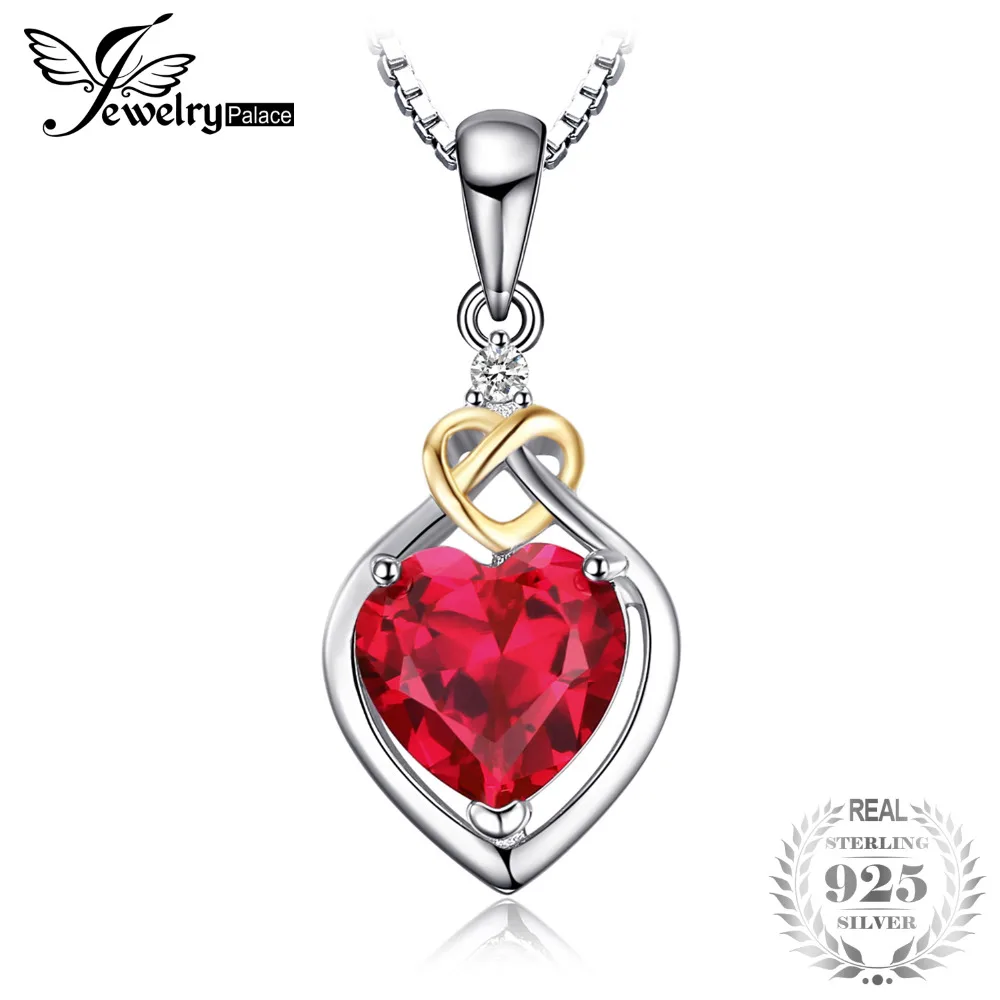 Jewelrypalace Любовь Узел Сердце 2.5ct рубинов создано 925 стерлингового серебра желтое