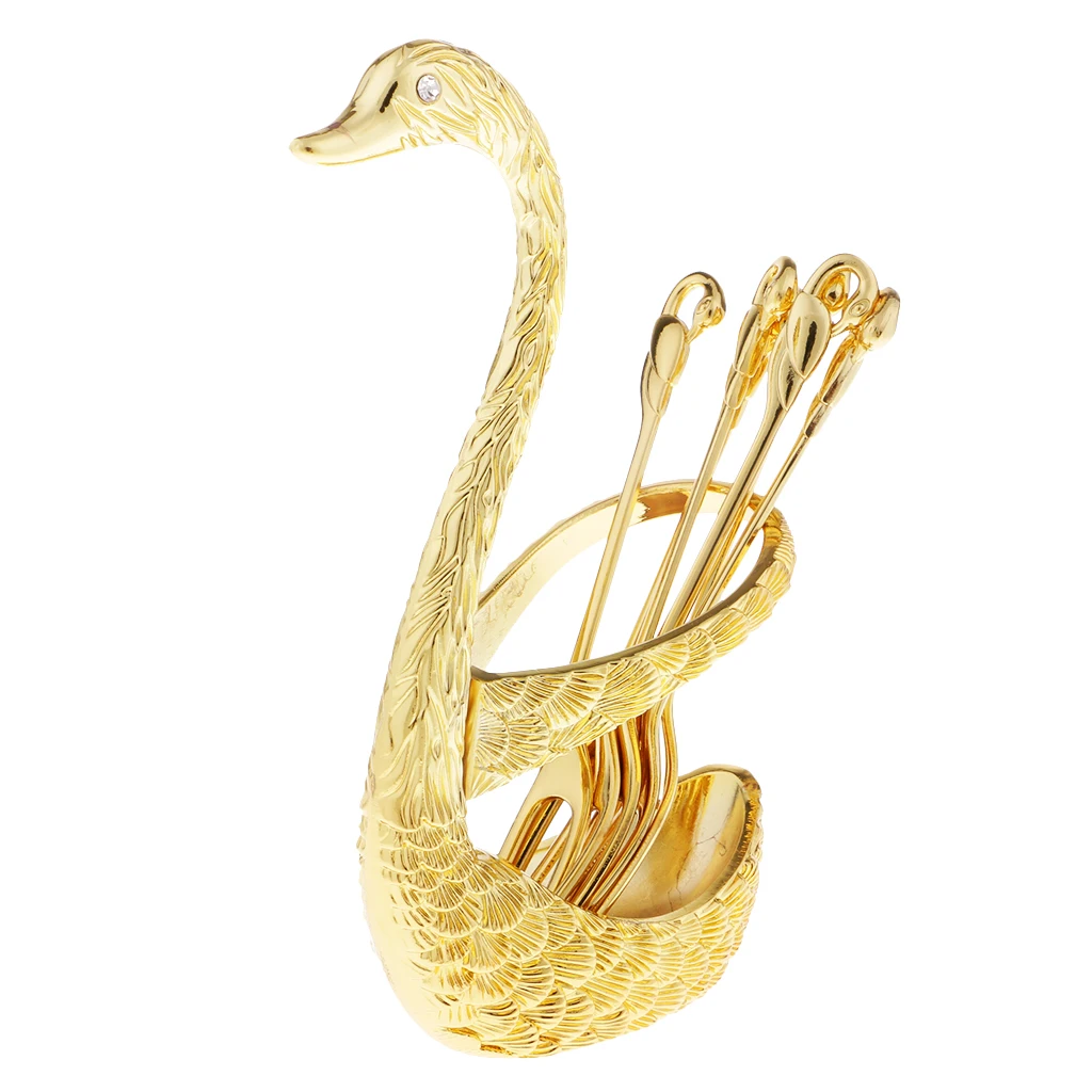 

Swan Base Holder with Fruit/ Dessert Fork Cake Set Pastry Forks Creative