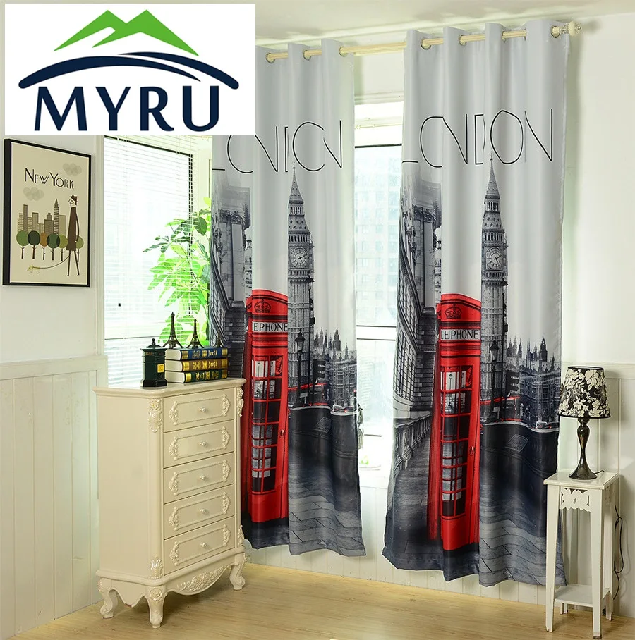 Buy 1.4x2.6m 3D british curtains cheap bedroom