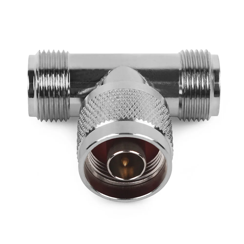 

3 Way Connector N Male Jack to 2 N Female Triple T in RF Adapter for Antenna Mobile Repeater Booster Amplifier N Male Connector