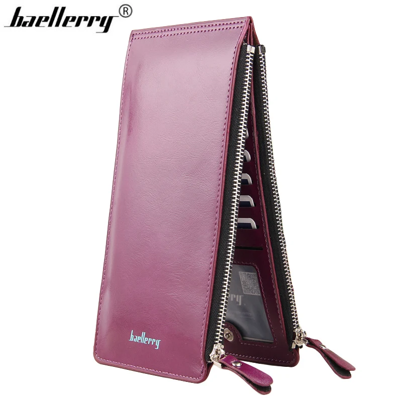 

Baellerry Leather Credit Card Wallet Women Long Card Holder Zipper Money Wallet Slim Phone Bag Woman Cards Purse Female Vallet