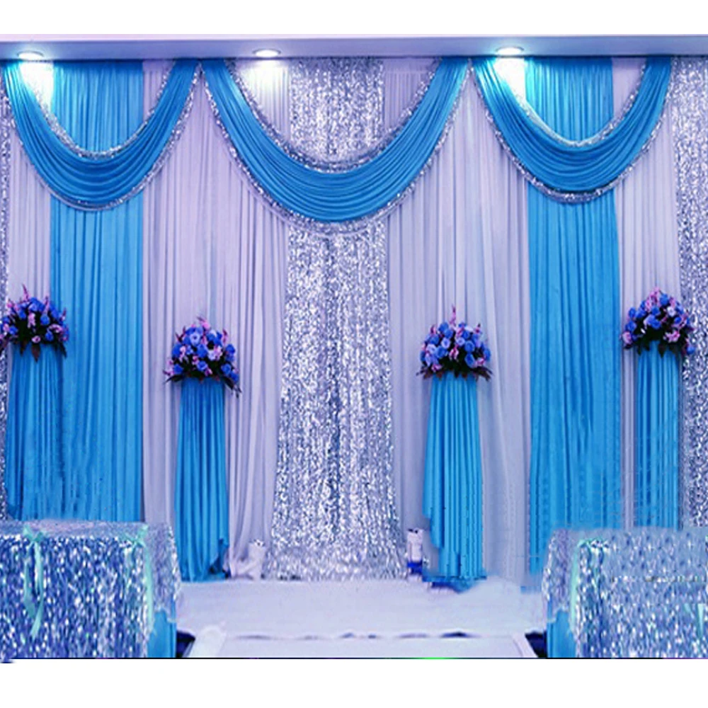Buy 3*6m sequin wedding backdrop curtain with swag
