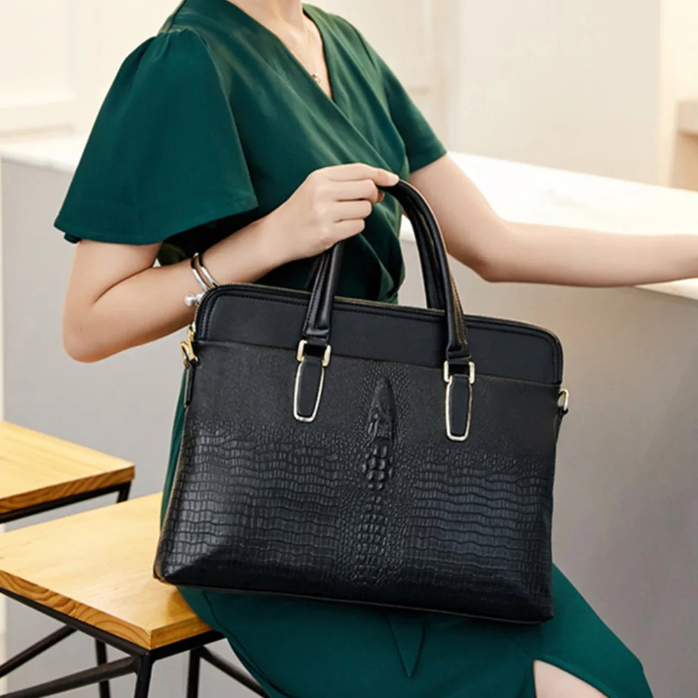 Women Leather Business Briefcase Bag Of 2019 13.3 14" Laptop Bag Woman Grad Messenger Bags Lady Leather Handbag Office Work Bags