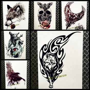 

Black Fire Wild Wolf Temporary Tattoo For Men Women Arm Chest Tatoo Waterproof Water Transfer Body Art Fake Totem Tattoo Sticker