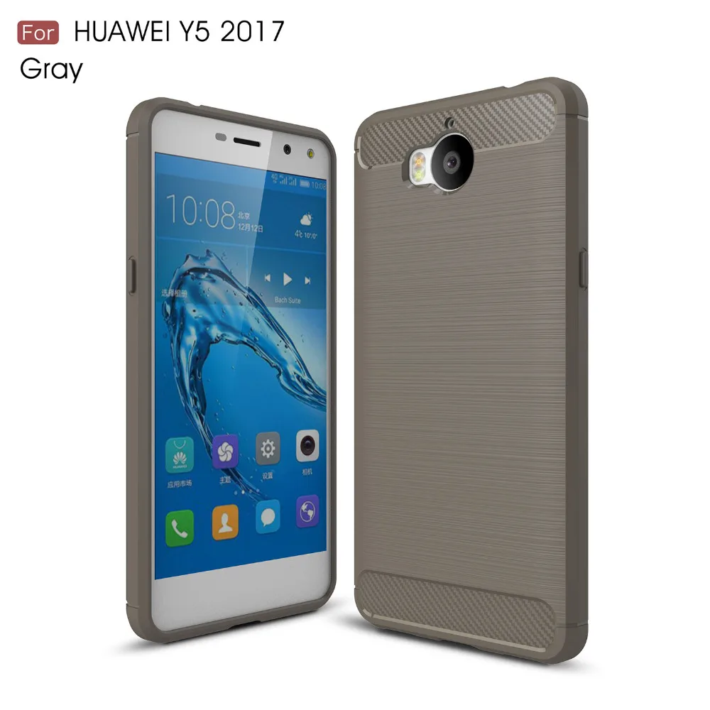 Чехол Etui для Huawei Y6 2017 силиконовый чехол Y5 Y3 из мягкого углеродного волокна с